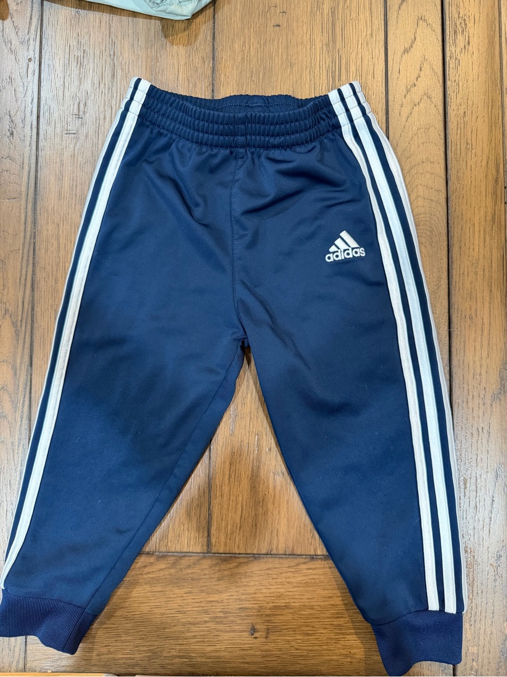 adidas Navy and White Kids Joggers with Side Stripes